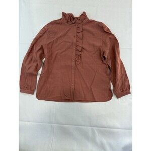 Darling, You Are A Work Of Art Ruffled Blouse Button Up L